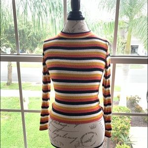 Multi-Color striped soft crew-neck sweater